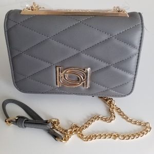 NWT Bebe Abigail Logo Top Gray Quilted Crossbody Bag